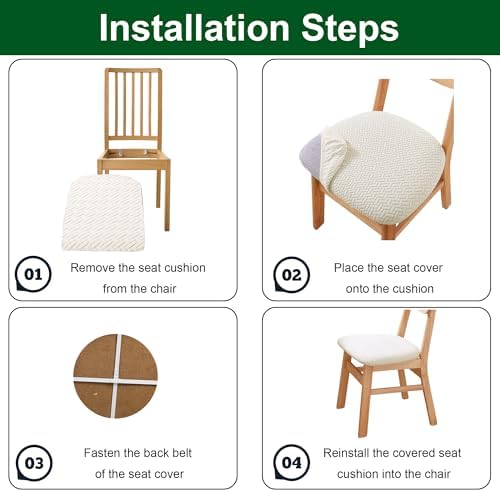 CRFATOP Dining Chair Seat Covers Set of 4, Stretch Cushion Covers,L,14