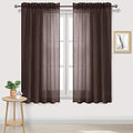 DWCN Brown Sheer Curtains 72 Inch Long for Living Room Rod Pocket 2