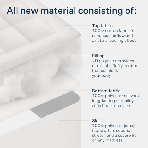 Niagara Sleep Solution 100% Cotton Top Queen Size Mattress Pad, Pillow