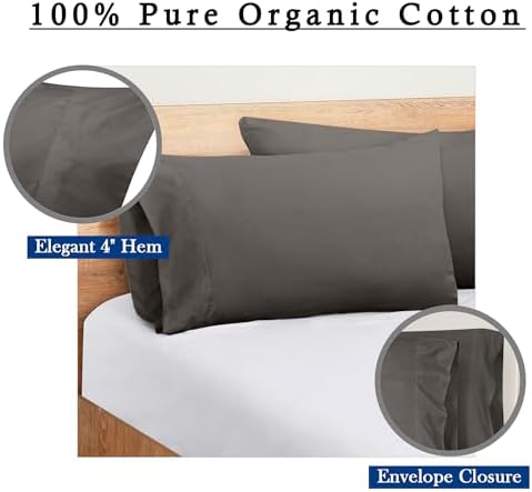 ROYALE LINENS 300 Thread Count 100% Cotton Pillow Cases Queen Size Set