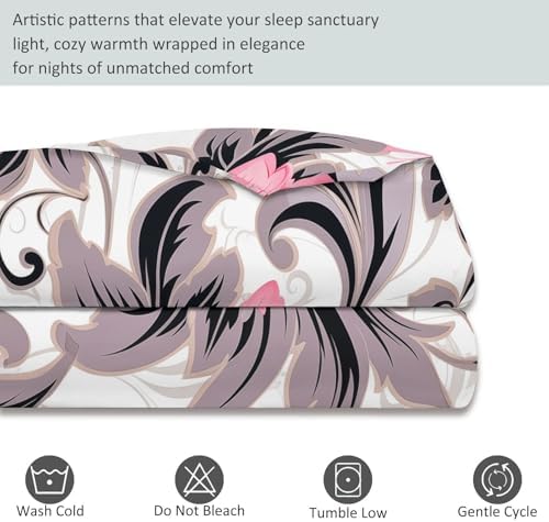 Duvet Cover Set Modern Minimalist Style Queen Size, Soft Washed Floral