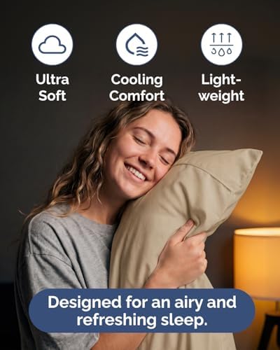 Lightweight 4 Piece Bed Sheet Set - Full Size Cooling Sheets - Wheat
