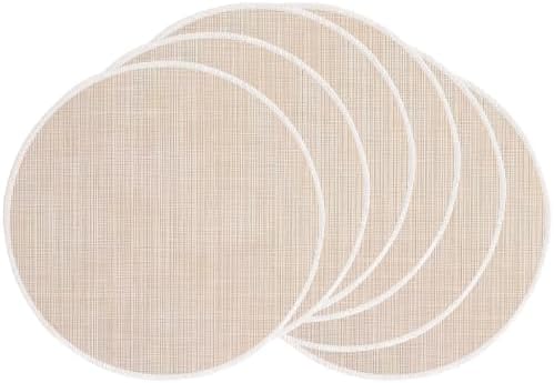 Beige Placemats Set of 6, 15 Inch Round for Kitchen & Dining Room