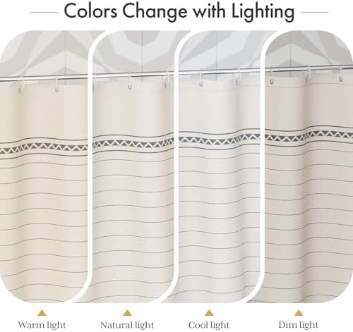 AmazerBath Boho Shower Curtain Set, Rustic Faux Linen Shower Curtain