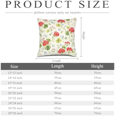 InkRain Floral Pattern Pillow Cover Airy Red Flower Scatter Botanical