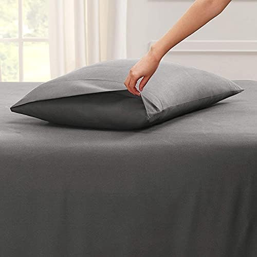 6-Pcs Cotton BedSheets Set Dark Grey King Size 16" Deep Pocket