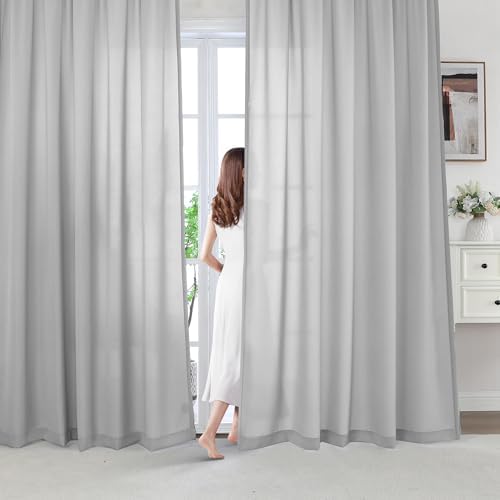 H.VERSAILTEX Sheer Curtains 95 inches Long Non-See-Through Farmhouse