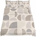 Queen Size Sheet Set 4 Pieces Beige Dots Semicircles Fitted Sheets