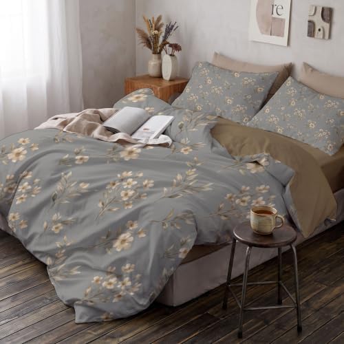 Retro Pastoral Duvet Cover King Set with 2 Pillowcases