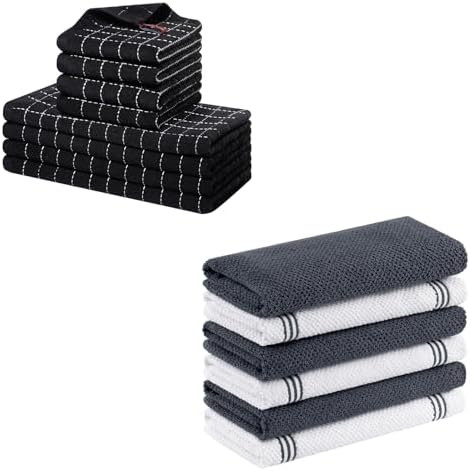 Homaxy Kitchen Towels and Dishcloths Set, 12 x 12 and 13 x 28 Inches