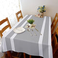Queenker Rectangle Tablecloth Dining Table Cover Gray White Stripe