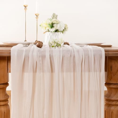 Ivory Cheesecloth Table Runner Fall Boho Wedding Birthday Home Decor