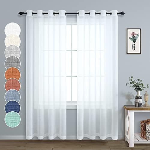 Pitalk White Sheer Curtains 96 Inches Long for Living Room Decor 2