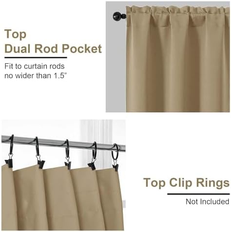 OVZME Taupe Blackout Curtains for Bedroom 84 Inch Length 2 Panels Set