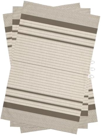 Brown Beige Striped Kitchen Towels Set of 3, Water Absorbent Dish