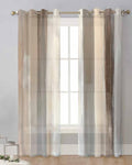 Brown Grey Sheer Curtains 63 Inch Length Grommet Semi Sheer Drapes for