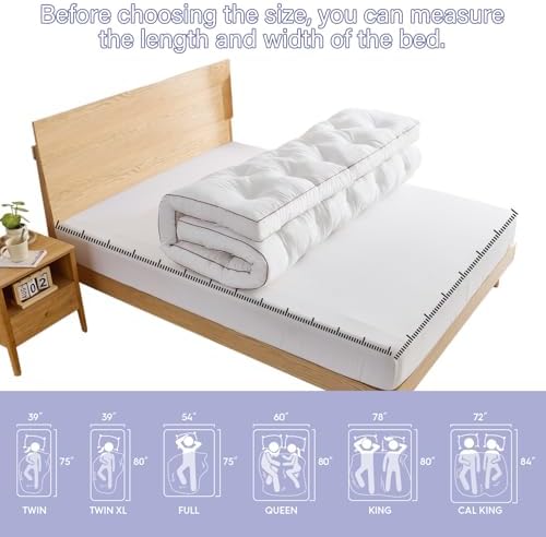 WhatsBedding 4 Inch Memory Foam Mattress Topper Queen for Back Pain