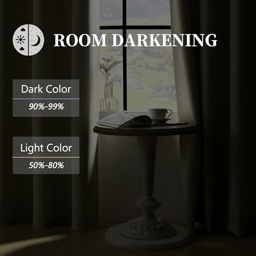 HUTO Beige Blackout Bedroom Curtains Panels 84 Inch - Energy Saving