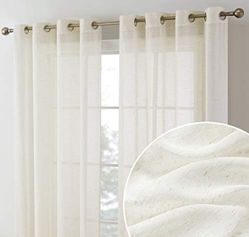 HLC.ME Sierra Burlap Flax Linen Semi Sheer Privacy Light Filtering