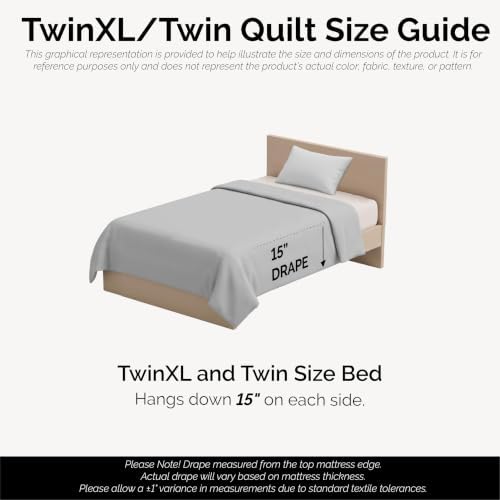 Oversized Twin Quilt Bedding Set with 1 Quilted Pillow Sham, Taupe