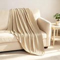 100% Cotton Cable Knit Throw Blanket, Ultra Soft, Warm, Machine