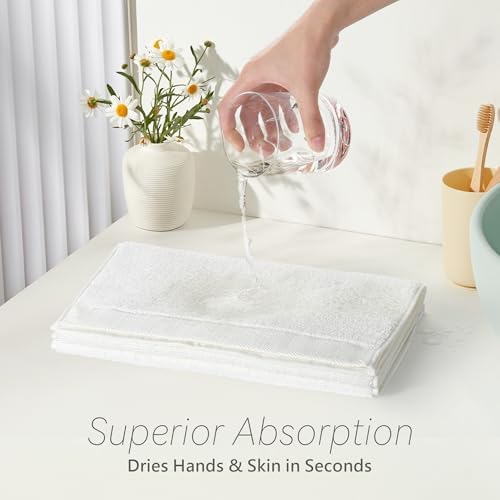 Hand Towel - 100% Cotton White Towels for Bathroom and Gym,Dorm Room
