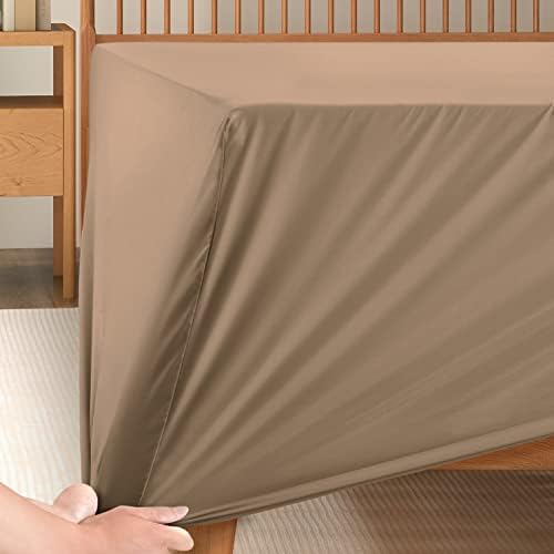 Manyshofu Taupe Cal King Extra Deep Fitted Sheet, 24 Inch Pocket