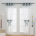 L.Z.E White and Grey Sheer Curtains 63 Inch Length 2 Panels for Living