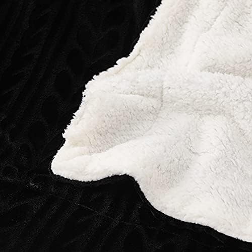 Exclusivo Mezcla Sherpa Fleece Throw Blanket, 50x70 Inch, Dark Black