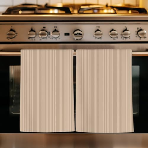 Beige Tan Kitchen Towels Set of 3, Absorbent Dish Towels for Kitchen