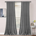 SNITIE Grey 108 in Long Velvet Curtains with Back Tab and Rod Pocket