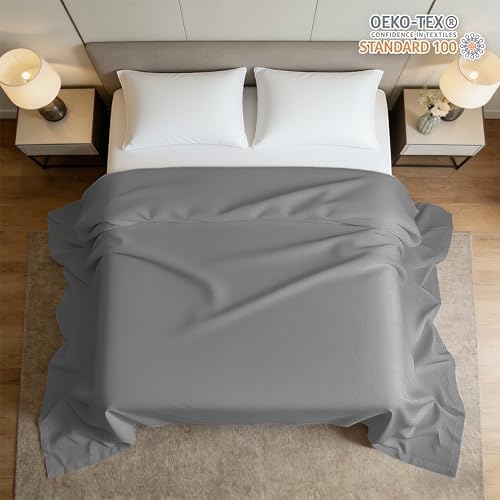 King Size Flat Sheet Only, Soft & Breathable Top Flat Sheet, Gray