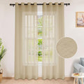 Fcosie 52" Wx108 L Semi Sheer Curtains with Silver Grommets Natural