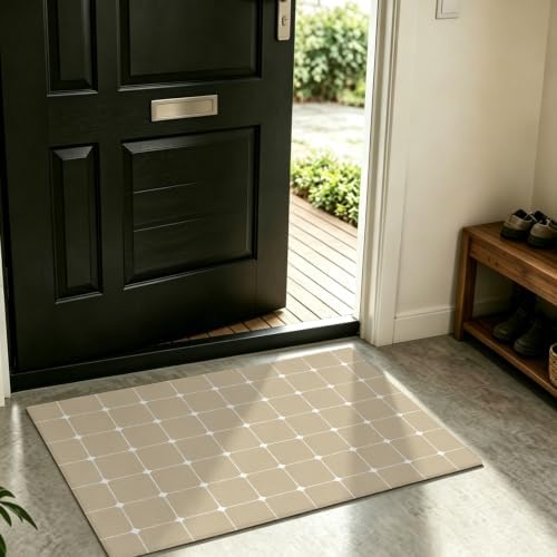 Taupe Gingham Door Mat Indoor Welcome Mats Front Door Mat Outside