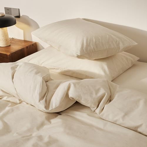 Beige Duvet Cover Twin Cotton Linen Boho Comforter Cover Twin Soft