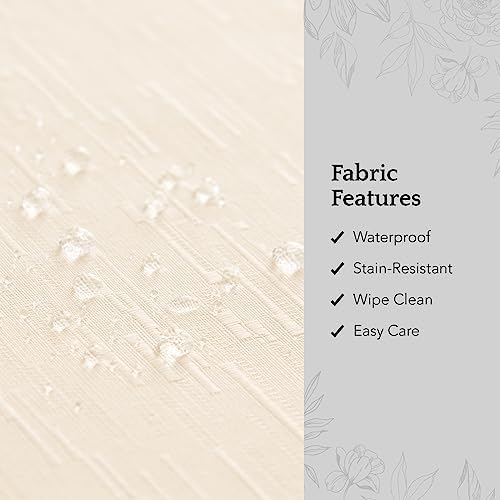 Continental Solid Texture Water Resistant Tablecloth, Ivory - 70" W x