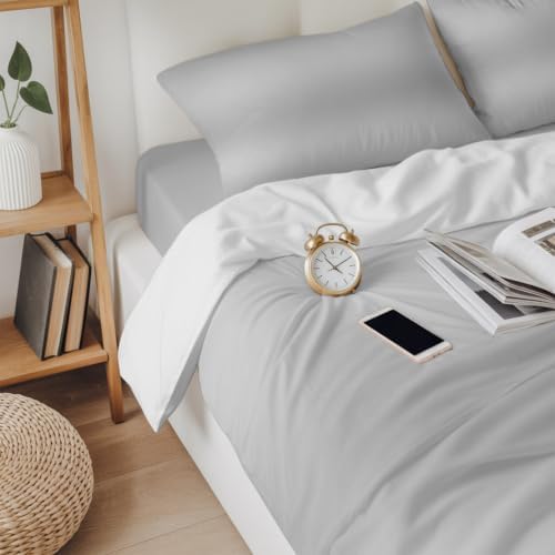 4 Pieces Duvet Cover Queen Bedding Sets Gray Gradient Modern
