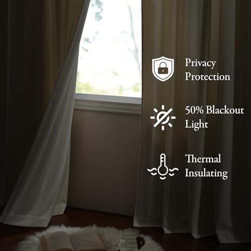 KGORGE Velvet Curtains Ivory Blackout 108 inches 2 Panels for Bedroom