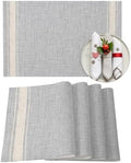 Gray Stripes Placemats Set of 8, Cotton Linen Fabric Place Mats