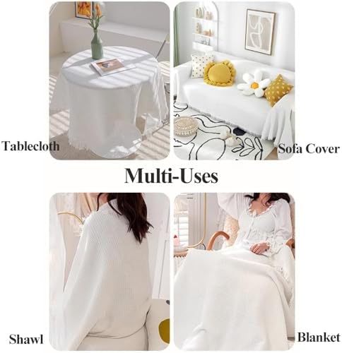 Cotton Linen Rectangle Tablecloth, Washable Wrinkle Free Table Cloth