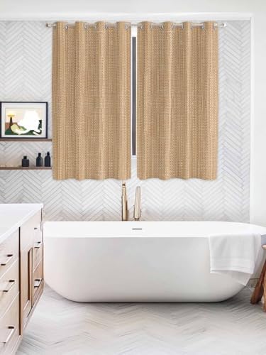 Sand Beige Window Curtains Panels with Silver Grommet, Boho Modern