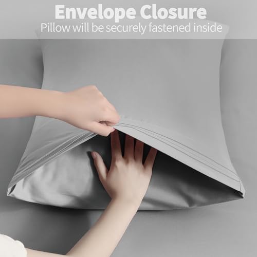 Horbaunal Microfiber Pillowcases Standard Size, Light Grey, 2 Pack