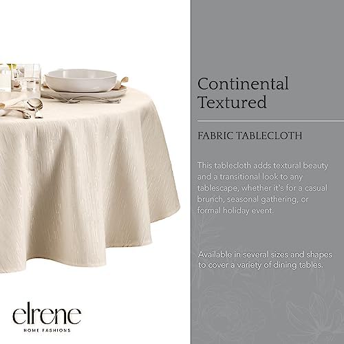 Continental Solid Texture Water Resistant Tablecloth, Ivory - 70" W x