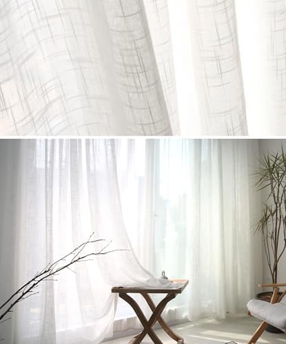 Beydodo Curtains Semi Sheer 63 Inch Length, Privacy Curtains for