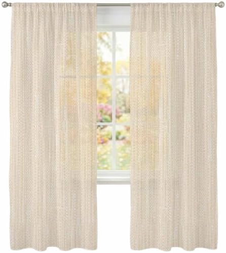 Creamy Ivory Semi Sheer Curtains 108" Long 2 Panels, Light Filter