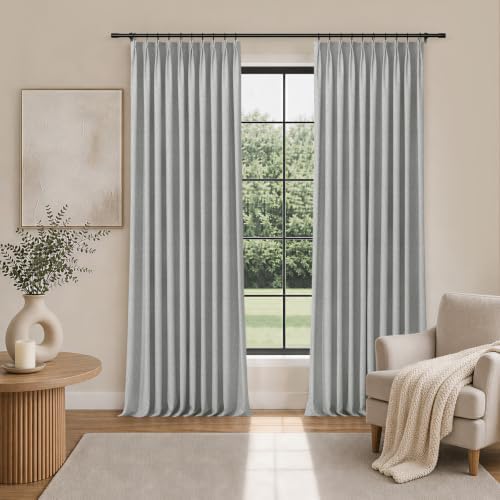 ChadMade 1 Panel Lined Slub Textured Dots Pinch Pleat Curtain 52W x