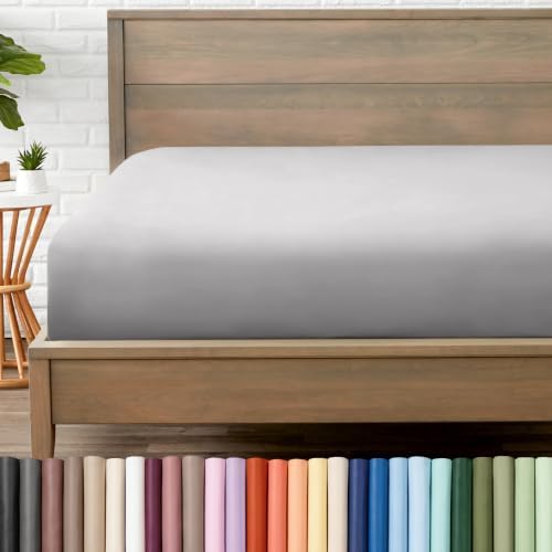 Bare Home King Fitted Sheet - 1800 Ultra-Soft (King, Light Grey)