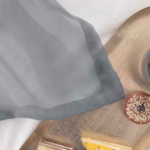 MIULEE Solid Color Sheer Curtains 63 Inches Long 2 Panels Set