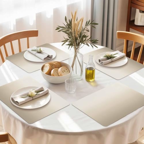 Gradient Beige Brown Leather Placemats Set of 6,12x18 Inch,Color
