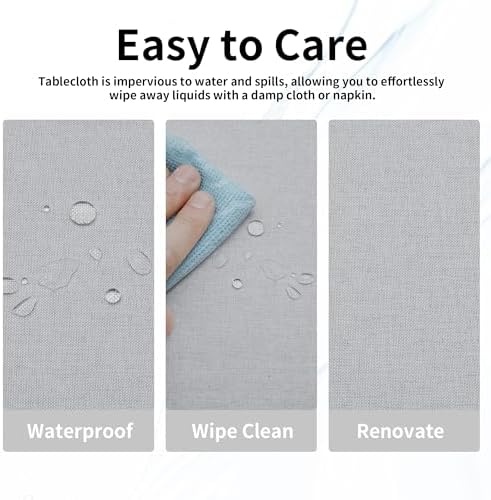 Easy-Going Waterproof Faux Linen Tablecloth, Rectangle, 52x70in, Grey